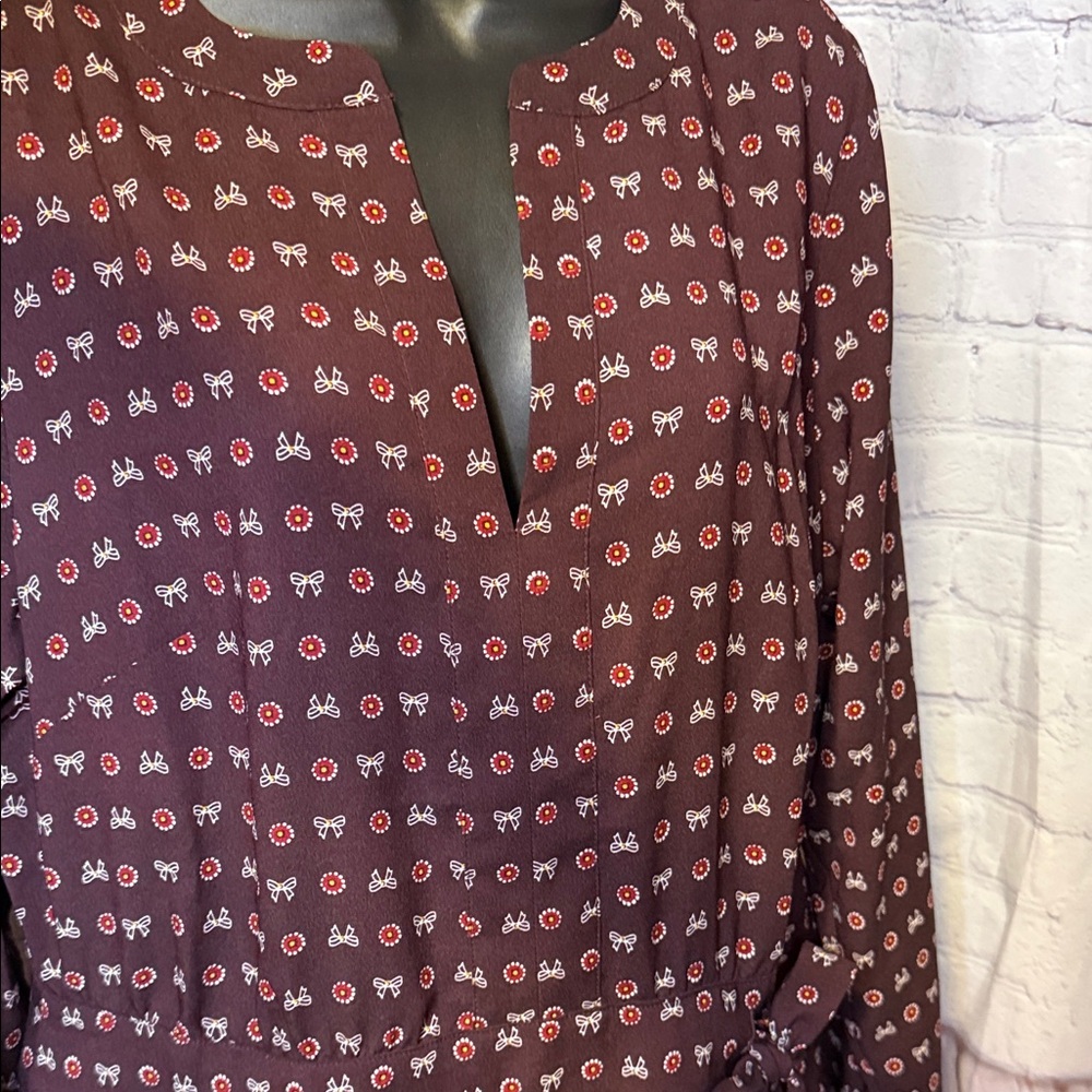 LOFT Elegant Maroon Patterned Dress - Picture 10 of 14